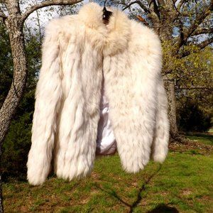 Vintage Blue Fox Jacket Size Medium Christmas Blow Out